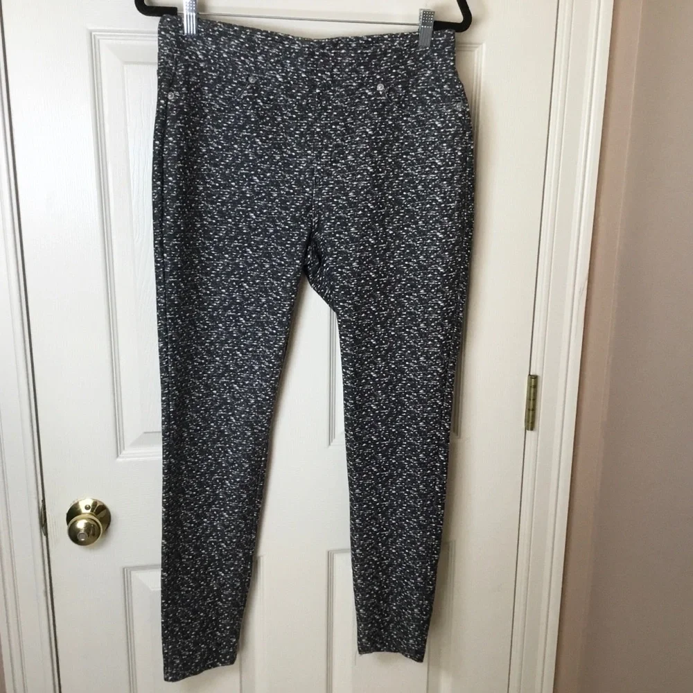 Michael Kors Black & White Stretchy Pull-on Speckled Pants - L